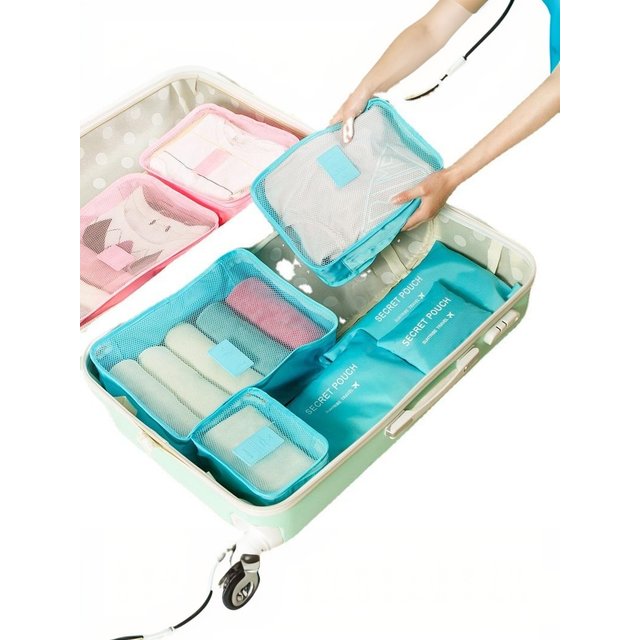 6-piece Travel Organizer; Large Storage for Suitcase, Perfect for Clothes, Shoes and Makeup