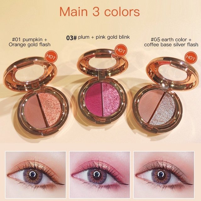 Two-color matte shimmer eyeshadow palette, versatile, travel-friendly, everyday makeup