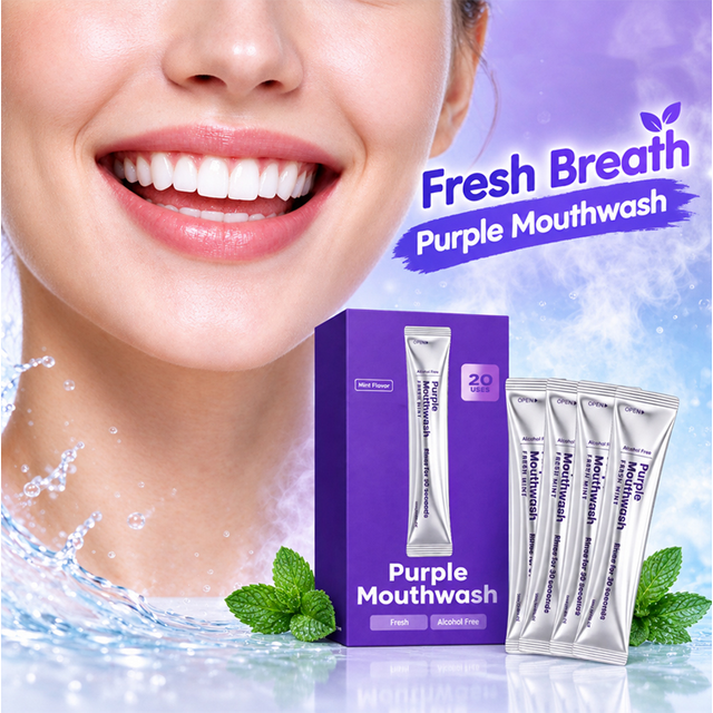Purple Mouthwash Fresh Breath Eliminate Oral Odor Bad Breath Remover Color Correcting Deep Cleaning Support Gum Health Oral Care