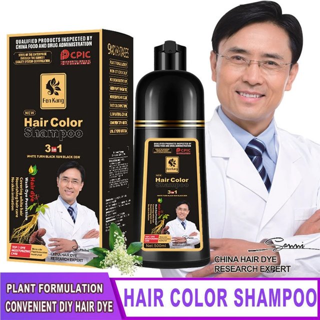 Hair Wash Black Shampoo Hair Dye Black Color Permanent Authentic No Harm Natural Plants No Stimulation