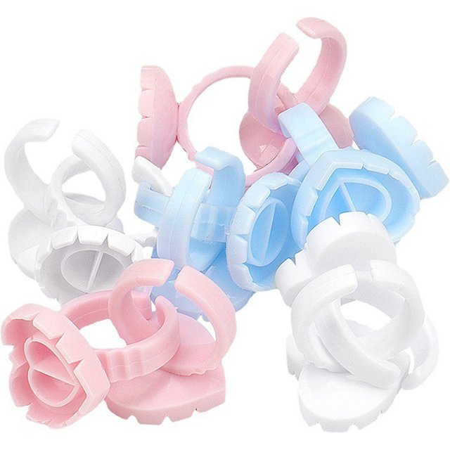 100Pcs Heart-shaped Glue Ring Cup Eyelash Extension Tattoo Pigment Holder Pallet For Tattoo Lashes Makeup Tools Accessories