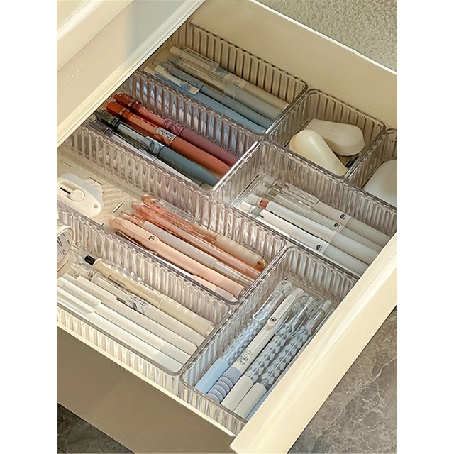 Stackable Acrylic Drawer Organizer - Adjustable Divider Trays for Cosmetics, Modular Makeup Storage Box
