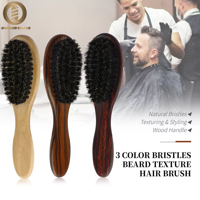 Natural Boar Bristle Brush Comb Anti Static Oval Hairstyle Comb Wood Handle Hairbrush Professional Barber Accessories