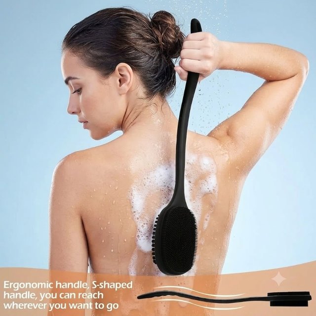 1 pc Long Handle Soft Back Scrubber Brush - Exfoliating Body Washer for women and Men - Gentle Unscented Bathroom Shower