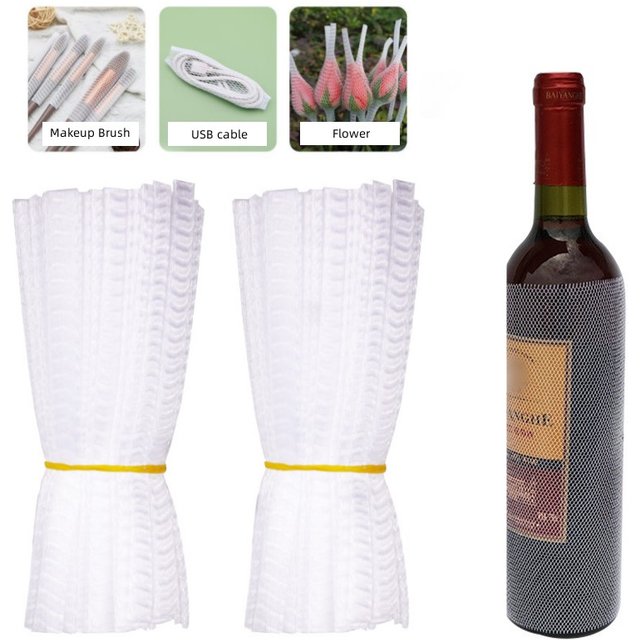 50pcs PE Wine Bottle Bag Drink Water Liquor Bottle Prevent Friction Protection Sleeve Flower Net Cover Makeup Brush Protector