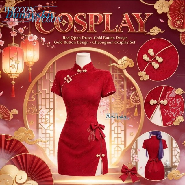 Tenue de scène d'anime pour séance photo Comic Con, Ranma 1/2 Shampoo Red Qipao, ensemble de cosplay de femme de chambre d'Halloween, disfraces mujer