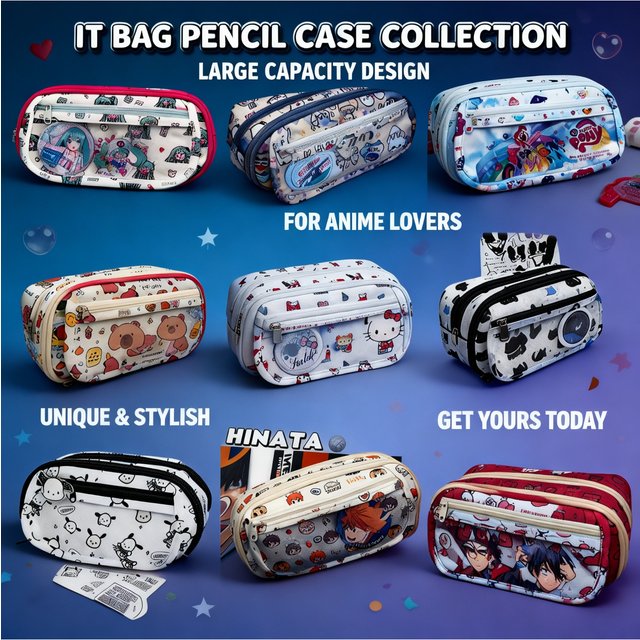 Large Capacity Anime Hatsune Miku Cosplay Multi Layer Pencil Case Makeup Bag Organizer Storage Student Stationery