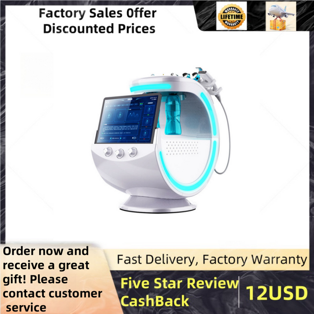 Smart Ice Blue 7-in-1 Facial Skin Analysis Machine Ultrasonic Rejuvenation Microdermabrasion Water Facial Treatment Device