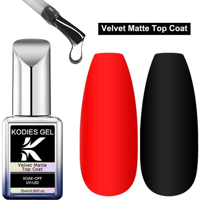 KODIES GEL Velvet Matte Top Coat Base Coat Gel Nail Polish UV Clear Frosted Matt Effect Gel Finish Manicure Nails Art Sealer