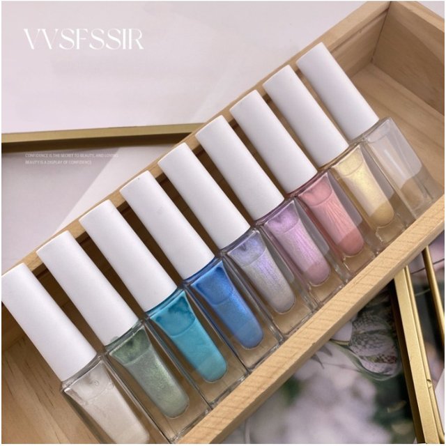 9 Colors Fairy Powder Watercolor Gel Blooming Effect Nail Polish Aurora Nails Art Pearlescent Smudge Air Drying Gel Varnishes