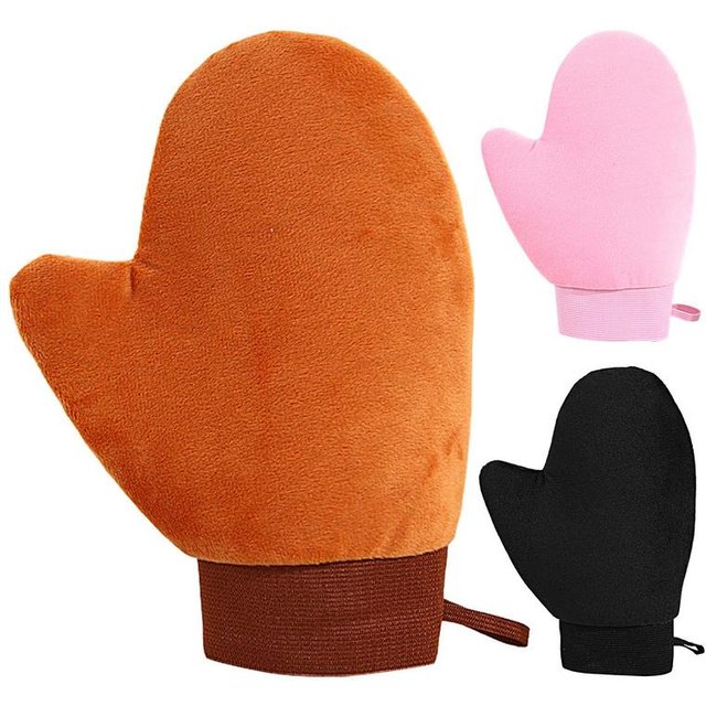 Self Tanning Mitt Double Sided Flocking Tan Applicator Glove for Body Lotion Sunscreen, Portable Quick Dry No Streaks Stain Free