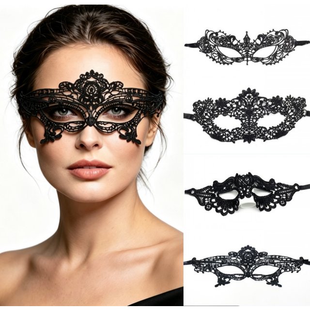 Sexy Masquerade Prom Black Lace Floral Eye Mask Women Queen Princess Party Face Mask Halloween Cosplay Nightclub Lace Mask Props