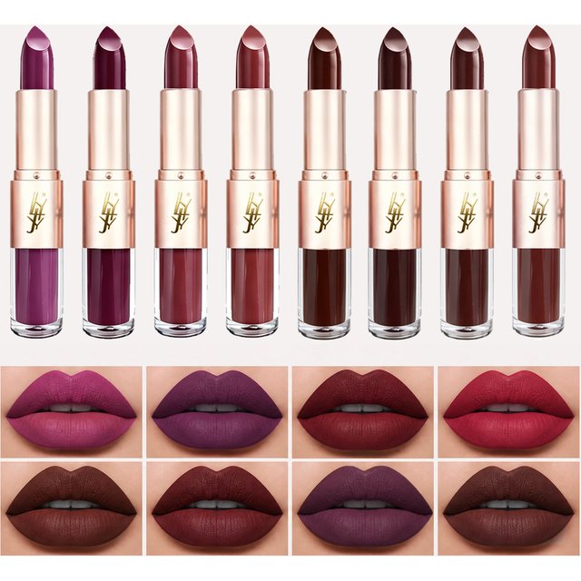 2 IN 1 Dual-End Lipstick & Liquid Lip Gloss, High Shine Glossy Lip Color, Long Lasting Waterproof Bold Lip Makeup Halloween