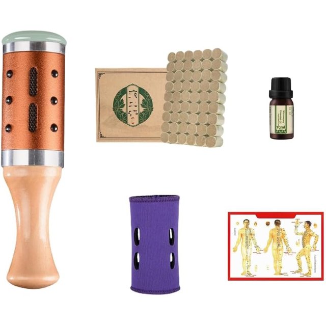 Jade Moxibustion Scraping Massager Facial Beauty Moxa Therapy Warm Massage Rotatable Lodestone Body Massager Joint Pain Relief