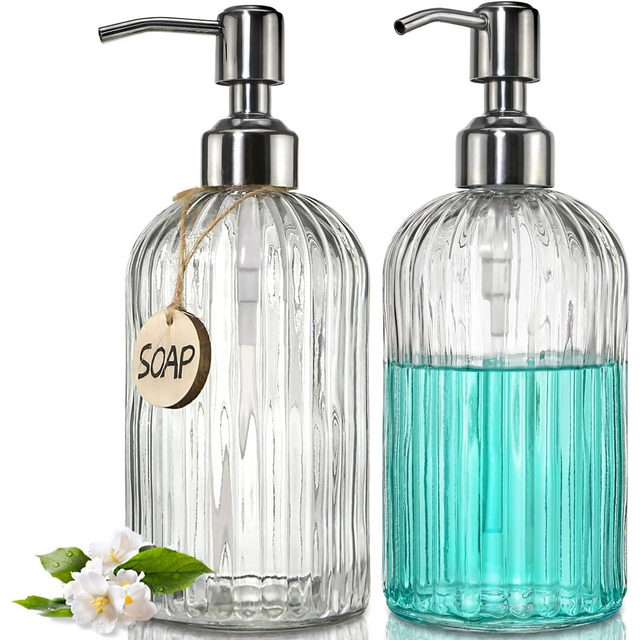 1pcs 400ml Glass Soap Dispenser Refillable Hand Soap Dispenser Premium Bathroom Soap Dispenser for Bathroom Kitchen Decor