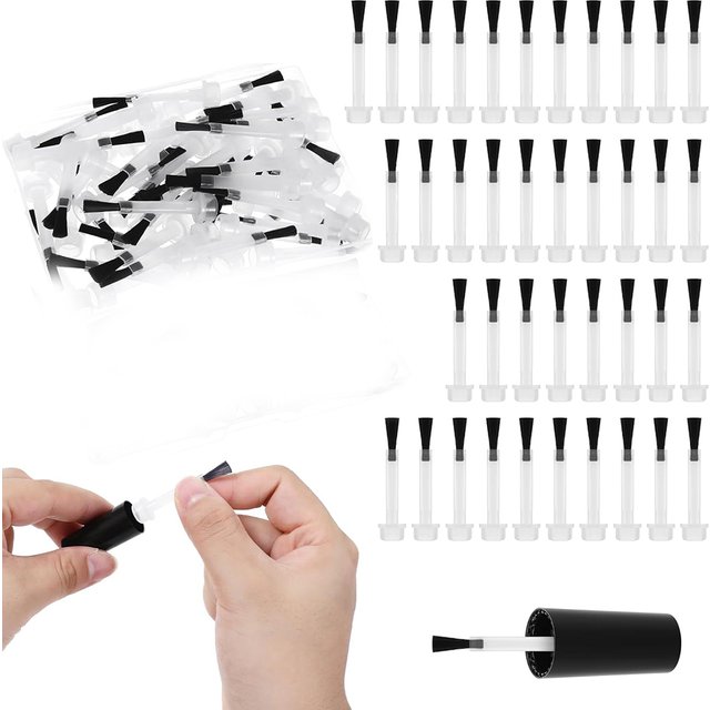 50Pcs Disposable Dip Replacement Brush 11*45mm Mini Nail Polish Replacement Brush Replacement Liquid Soft Bristles Brush Pen