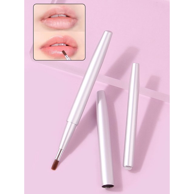2pcs Fashion Telescopic Lip Brush Lipstick Brush Telescopic Portable Round Head Dye Cover Makeup Artist Professional Lip Liner