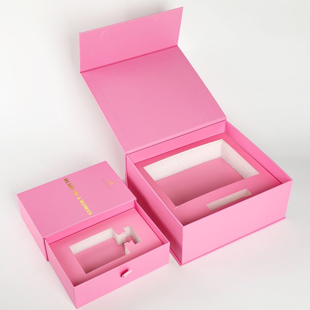 Custom Luxury Pink With Paper Foam Insert Magnetic Open Skincare Perfume Gift Box Packaging