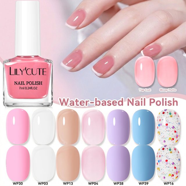LILYCUTE 7ml Spring Color Water Based Nail Polish Long Lasting Quick Drying No Need Lamp to Cure Nail Supplies For Nail Manicure