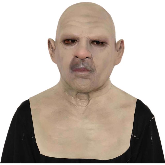 Realistic Bald Old Man Full Head Latex Mask Adult Human Face Mask Halloween Masquerade Cosplay Costume Party Props