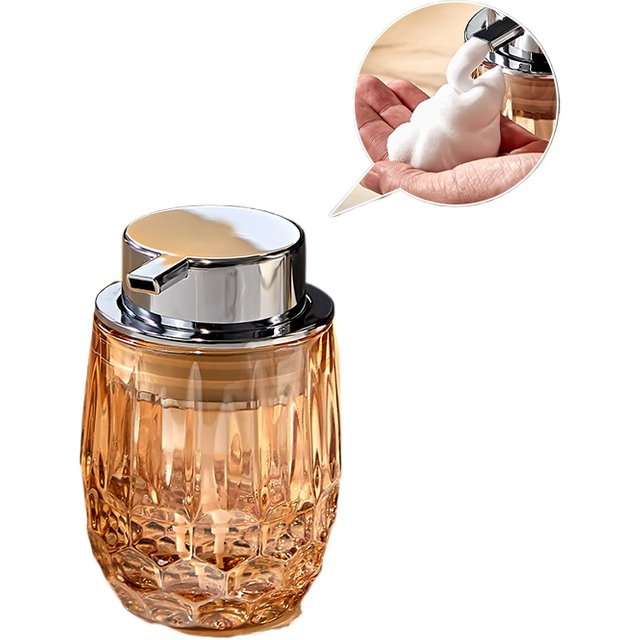 Creative Amber Diamond Glass Lotion Bottle Manual Push Soap Dispenser Hotel Bathroom Accessories Shampoo Moisture Bottle Modern