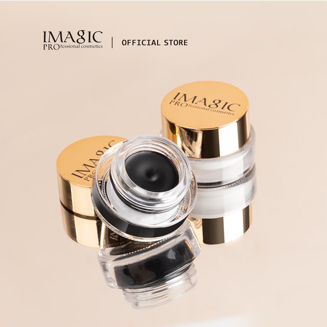 IMAGIC 3-Color Professional Black Eyeliner Cream With Brush Not Blooming Waterproof Quick Drying Long Lasting Black/White/Blue