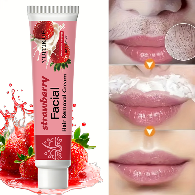 20g Strawberry Facial Hair Removal Cream Gentle Moisturizing Depilatory Cream Face Upper Lip Hair Remover For Daily Use
