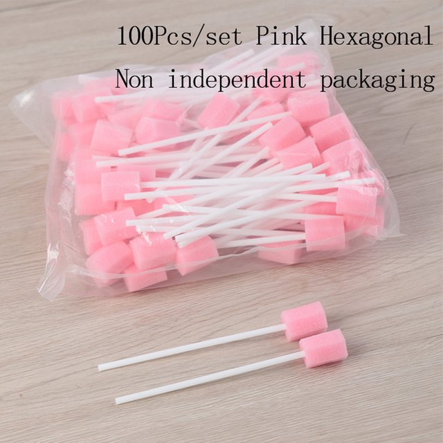 100pcs Disposable Cleaning Cleaner Swab Oral Care Sponge Swab Tooth Cleaning Mouth Swabs With Stick Sponge Head