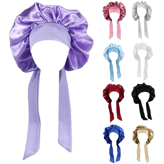 Nouveau bonnet de cheveux en Satin pour dormir, Invisible, plat, Imitation soie, rond, soins capillaires pour femmes, couvre-chef, bouton de réglage de cérémonie, chapeau de nuit