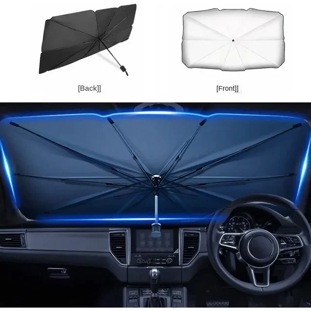 1PCS Large Anti UV Car Parasol Folding Sun Heat Insulation Umbrella Type Car Panels Glass Front Sunscreen Car Umbrella