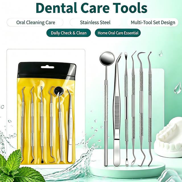 Stainless Steel Dental Probe Pick for teeth cleaning.Effectively removes tartar and dental plaque,portable oral care tool fit