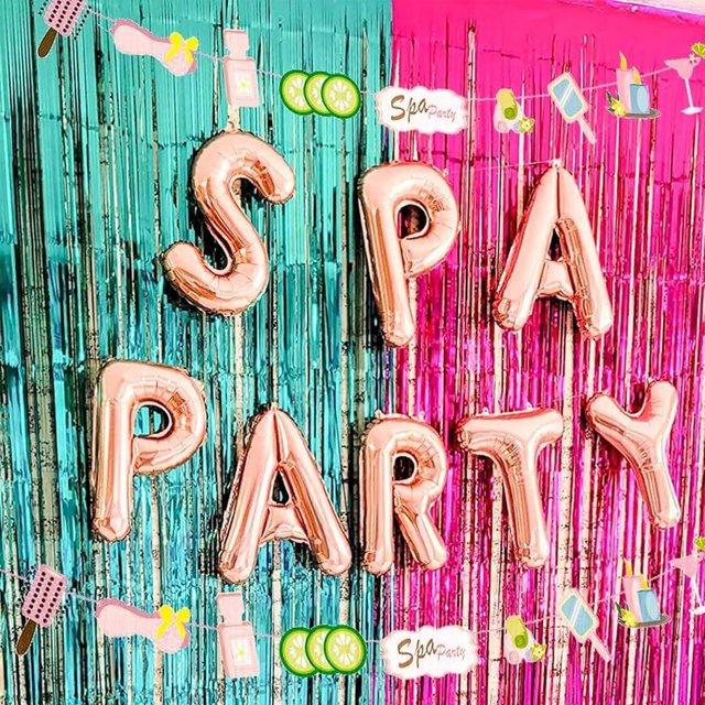 LaVenty Spa Party Balloons Nail Polish Banner Spa Party Banner Spa Theme Salon Party Decoration Makeup Party Decoration