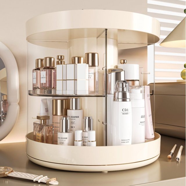 New 360 Rotating Acrylic Cosmetic Organizer Transparent Multi-Layer Large Capacity Makeup Storage For Vanity Bathroom Desktop