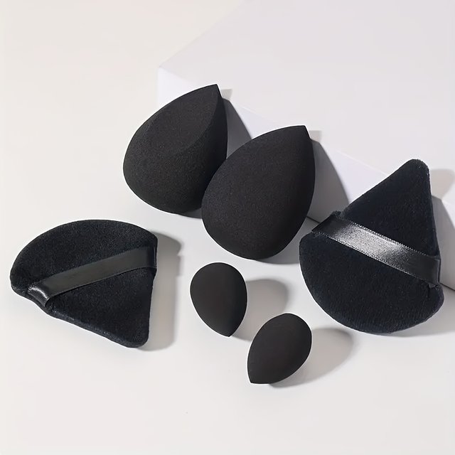 6PCS Pro Makeup Sponge Set-3-Size Dual Use Blenders & Triangle Puffs | Vegan Hypoallergenic for Liquid/Powder, Travel Essentials