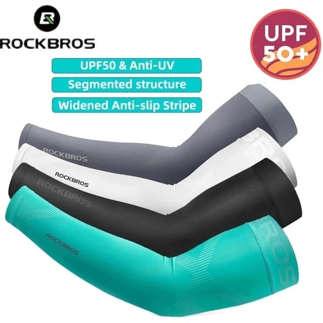 ROCKBROS Arm Sleeve Breathable Quick Dry UV Protection Cycling Sport Sleeve Ice Fabric Sunscreen Sports Wear Fitness Arm Sleeve