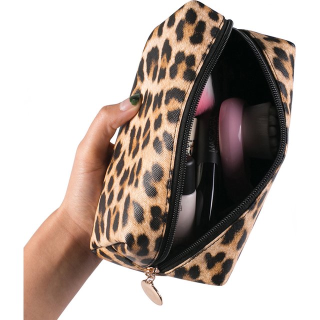 Leopard Makeup Bag Travel Cosmetic Case Portable Zipper Storage Bag Multifunction Toiletry Bags Organizer for women Clutch Purse
