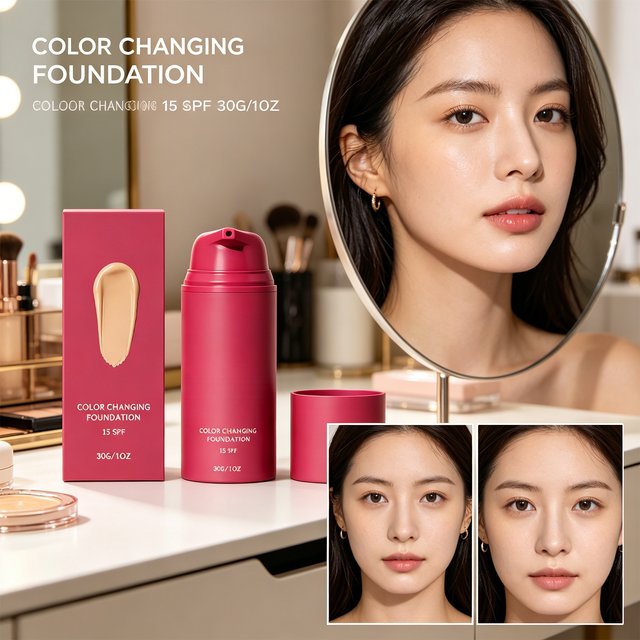 Warm Color Changing Foundation Natural Tone Adapting Long Lasting Bright Smooth Lightweight Makeup Waterproof Base Concealer 30g