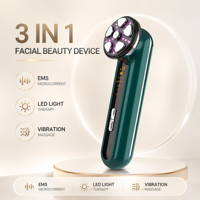 Microcurrent Facial Device EMS Face Lifting Machine LED Light Photon Vibration Massager Neck Beauty Care Multifunction Tool