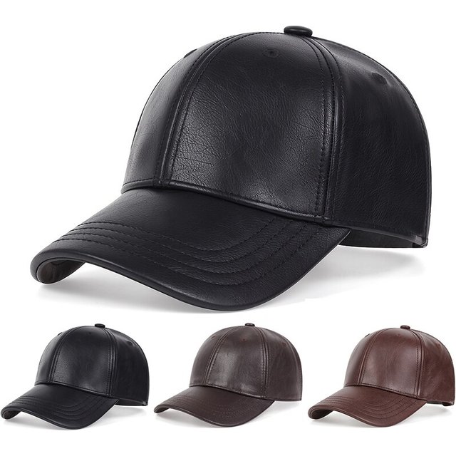 Pu Leather Baseball Caps Spring and Autumn Outdoor Adjustable Casual Hats Sunscreen Hat