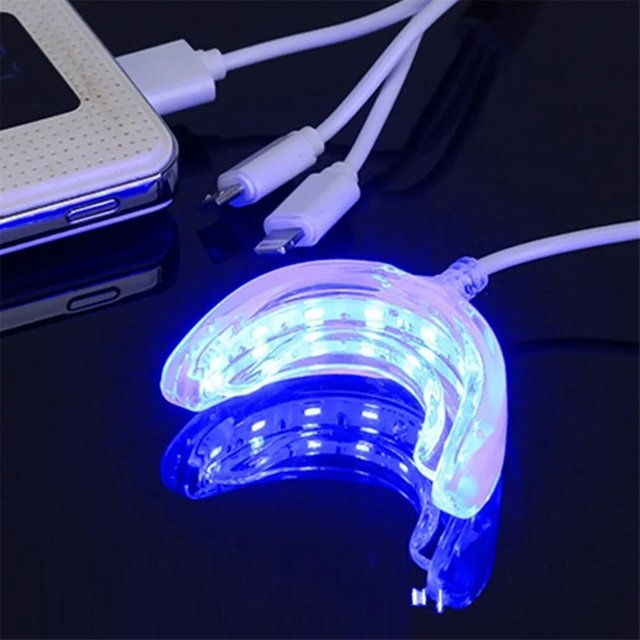 Teeth Whitening Accelerator Smart LED Blue Light Portable USB/iPhone/Android Charging Device Teeth Whitener Light Gum Tray