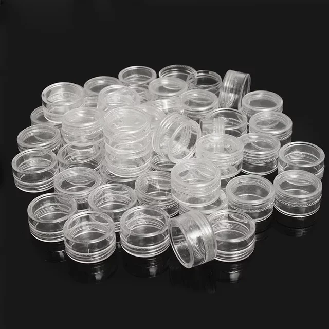12Pcs 2.5ML Clear Plastic Jewelry Bead Storage Box Small Round Container Jars Make Up Organizer Boxes Storage Containers