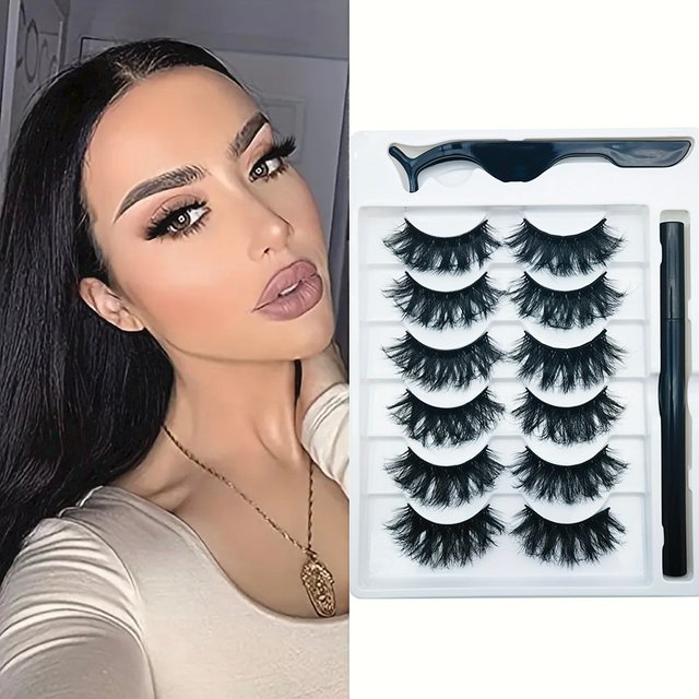 6 Pairs of Magnetic Eyeliner Pencil Hair Frying High Imitation Mink Curling Thick False Eyelash Suit