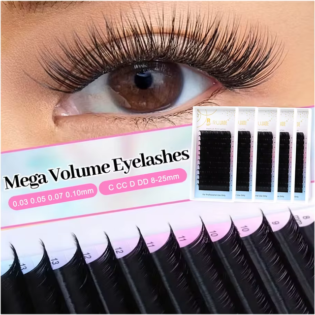 RUJADE Individual Classic Eyelash Extension Russian Volume Lashes Matte Faux Mink Mega Volume Cashmere Eyelash Makeup Cilios