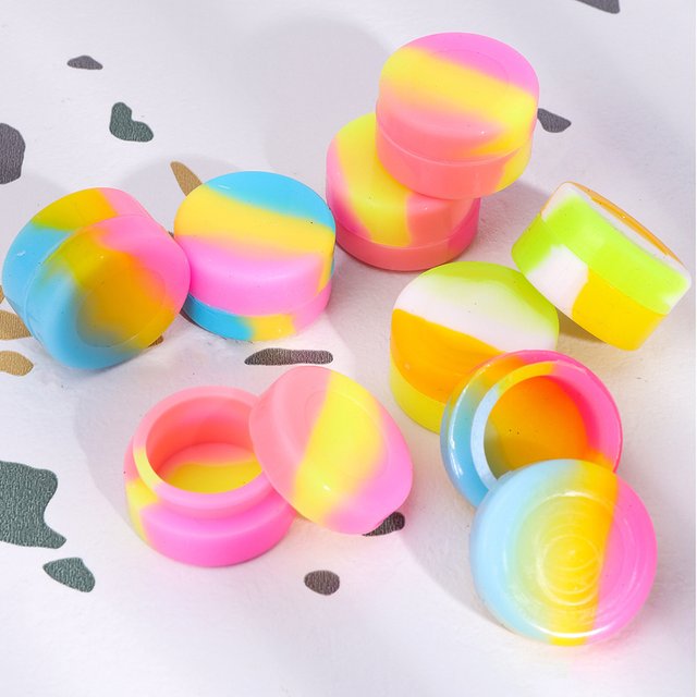 2/5/7ml Silicone Random Color Storage Box Case Colorful Circle Pill Portable Waterproof for Herb Powder Nail Polish Oil
