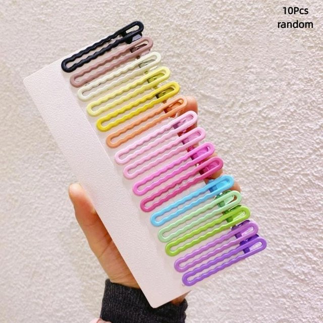 10Pcs Colorful Nonslip Hair Clips Matte Wavy Design Hairclip Styling Accessories Cute Barrettes Headwearfor Daily Makeup Travel