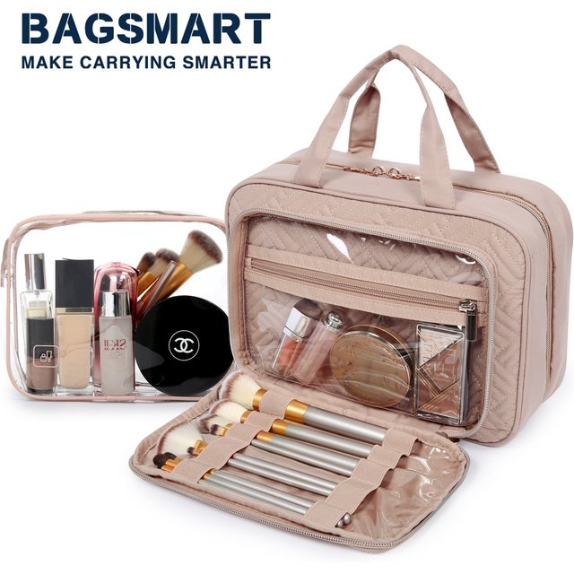 BAGSMART Women's Cosmetic Bag for Makeup Pouch Organizer Bag Travel Large Waterproof Toilet Bags Ladies Make Up Bag
