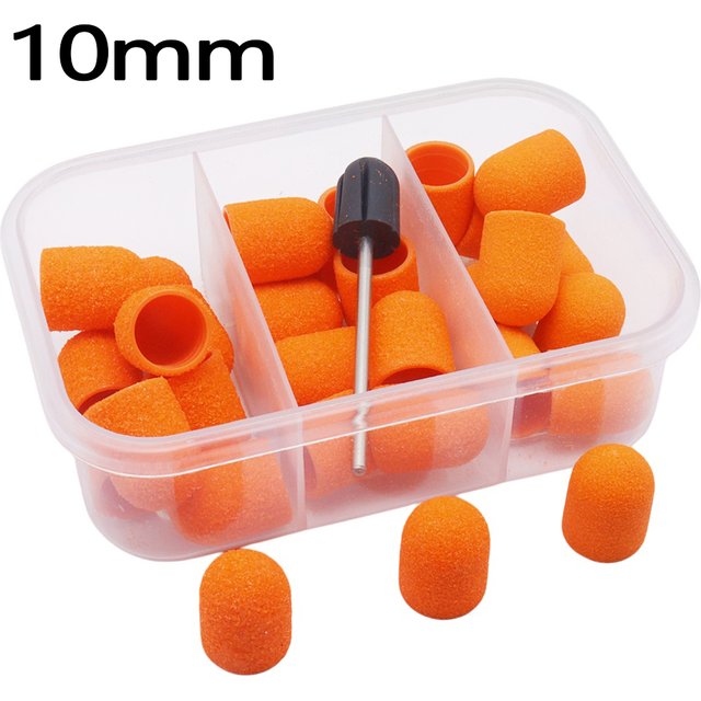 New 30pcs 10mm Nail Sanding Caps with 1pc Bit for Foot File Remover Manicure Pedicure Nail Polishing Burr Home Salon Use,