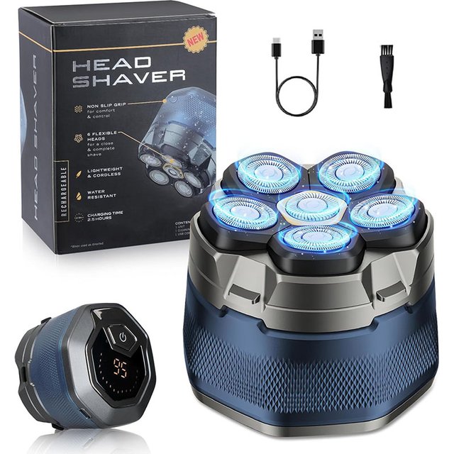 Electric Head Shavers for Bald Men 6D Magnetic Razor Hair Trimmer Rechargeable LED Display Waterproof Beard Shavers Hair Cutting