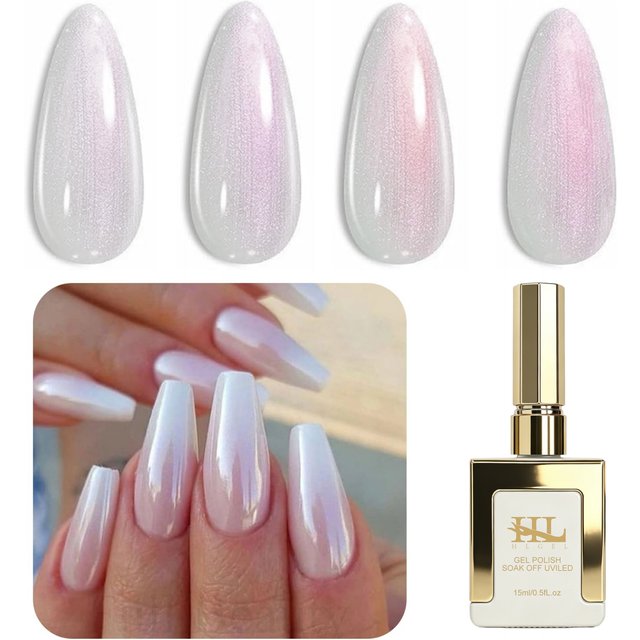 15ml Aurora Pink Nail Gel Polish, Shimmer Nail Polish High Shine Mermaid Regular Nail Need UV/LED DIY Home Manicure for women