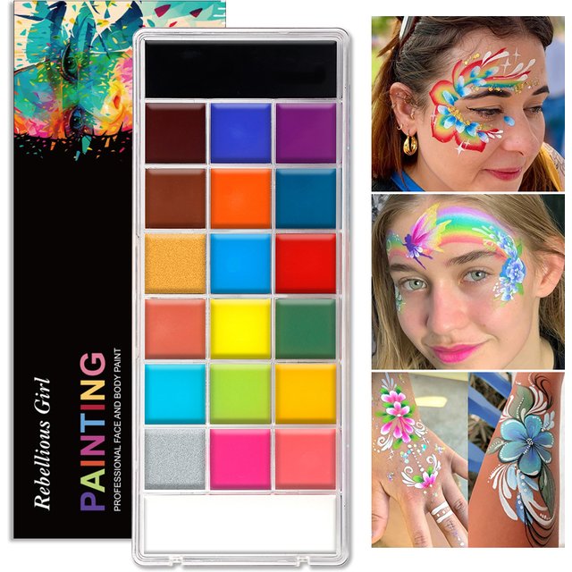 20 Colors Professional Face Paint Body Paint with Brush Water Based Face Painting Makeup Safe Single Color For Adults Cosplay